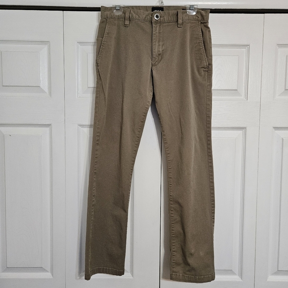 RVCA Weekend Stretch Pants Dark Tan With Pockets Mens size 30 - Picture 1 of 10